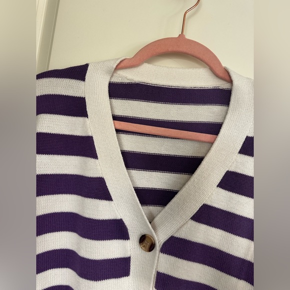 Striped Purple and White Sweater - Picture 9 of 14